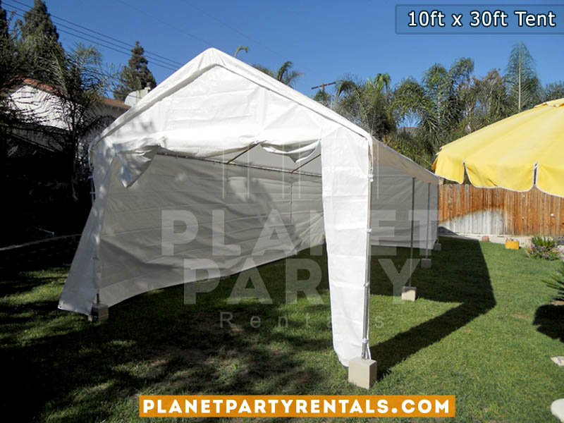 10ft x 30ft White Party Tent with Sidewalls | Tent packages includes tent with tables and chairs | Wedding Event Rentals Quinceanera Baptism | San Fernando Valley Encino Tarzana ShermanOaks Studio City Burbank