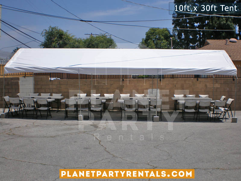 10ft x 30ft White Party Tent | Tent packages includes tent with tables and chairs | Weddings Party Rentals Quinceanera Baptism | San Fernando Valley Encino Tarzana ShermanOaks Studio City Burbank