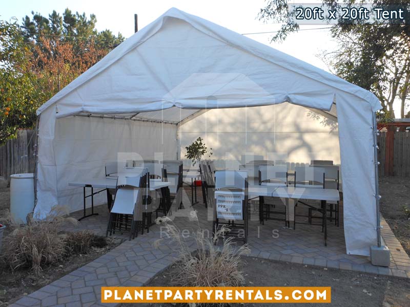 20ft x 20ft White Party Tent | Tent packages includes tent with tables and chairs | Wedding Event Rentals Quinceanera Baptism | San Fernando Valley
