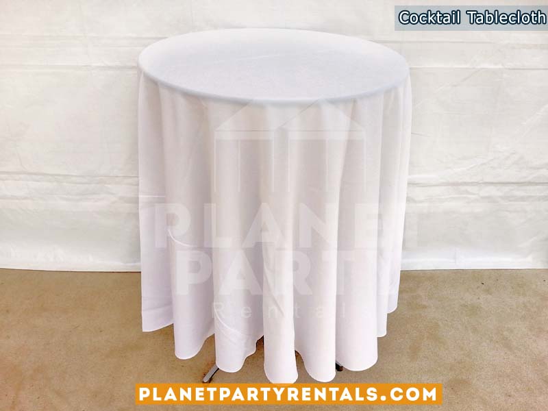 Cocktail Table with White Table Cloth | Linen Rentals